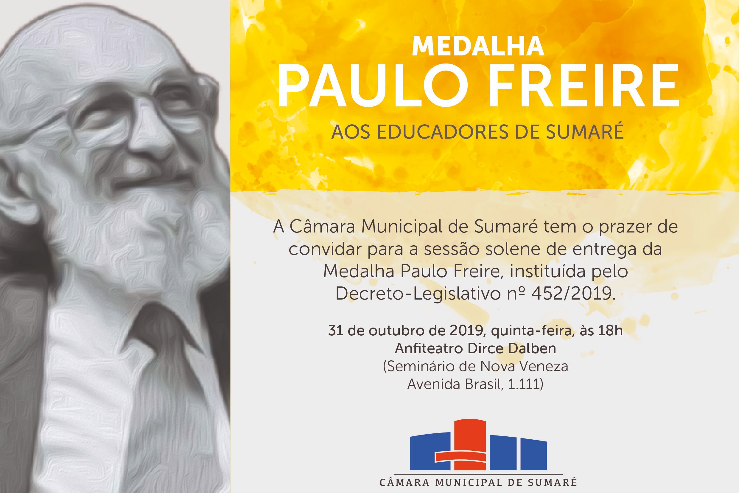 Câmara entrega Medalha Paulo Freire aos educadores de destaque em Sumaré